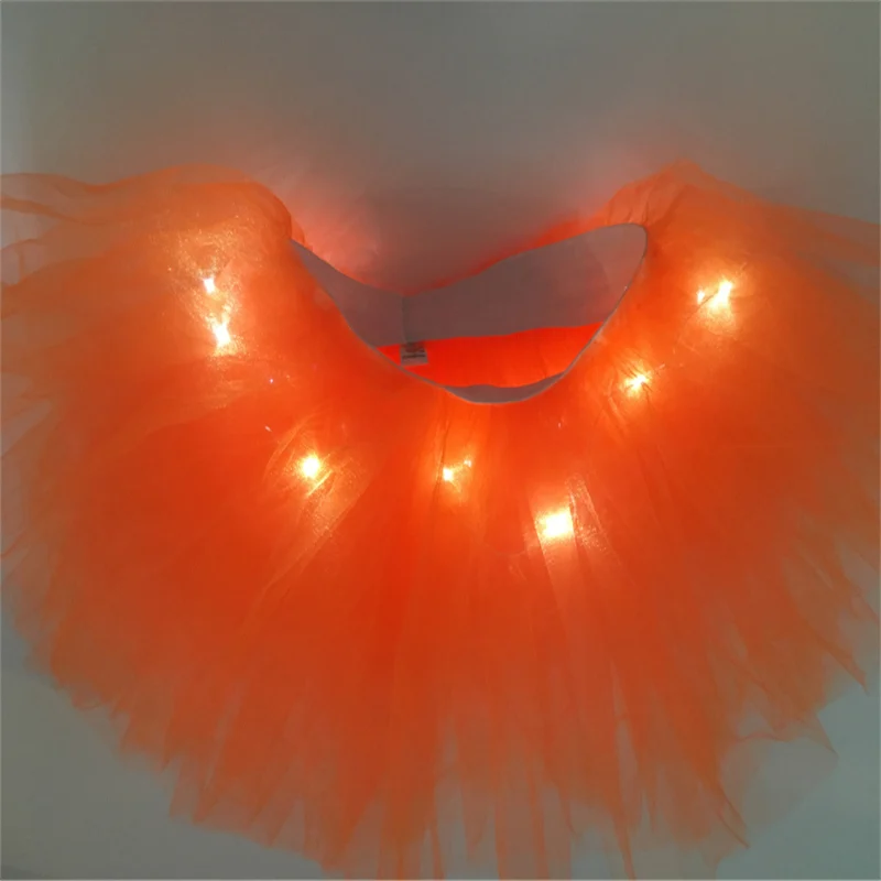 Г. Новая модная юбка Детский Светильник для девочек, светодиодный мини-юбка-пачка, новинка, для сценического танца Одежда для танцев, крутая детская одежда, Лидер продаж - Цвет: Оранжевый