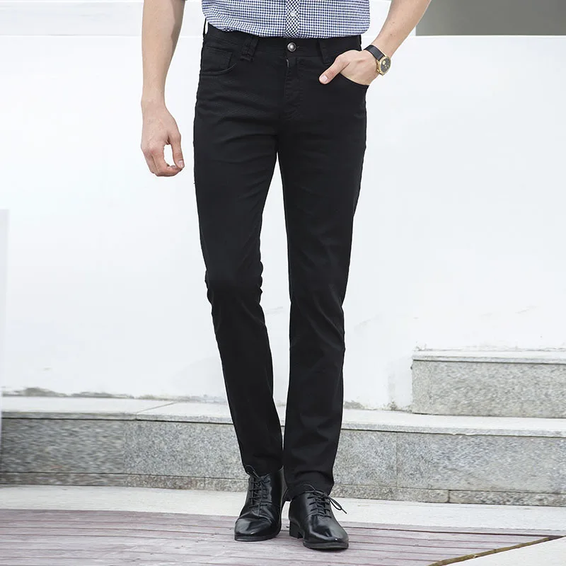 Men Long Pants Casual Men's Cotton Slim Pants Leisure Straight Trousers Fashion Business Solid Long Leg Pencil Pant Plus Size
