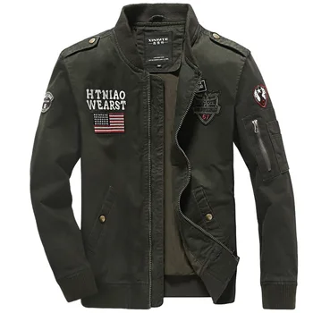 

2019 Men's Military Jacket Winter Cotton Epaulet Embroidery Jackets Coats Army Pilot Jackets Air Force Spring Cargo 802