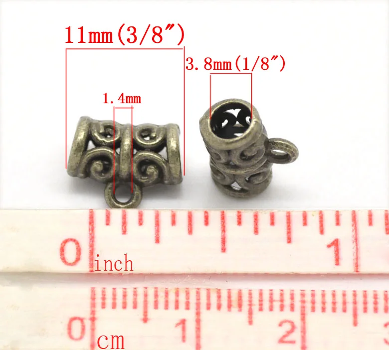Цинковый сплав металла, бусины трубки античный бронзовый цветок полые рисунком; высота каблука 11 мм(3/") x 9 мм(3/8"), 9 шт, Новинка