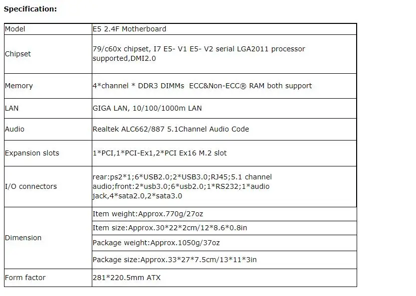 Материнская плата компьютерной E5 2.4F материнская плата LGA2011 DDR3 DMI2.0 слот 64 Гб 79/c60x Чипсет материнская плата
