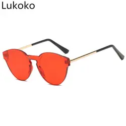 2018 очки кошачий глаз 2018 солнцезащитные очки Для женщин мода Безрамное овальные линзы солнцезащитные очки Для мужчин чистый Карамельный