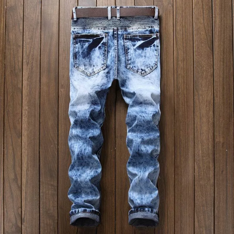 Straight Washed Multi Zipper pants homme Pleated Biker Jeans Pants 2018 Men's Slim Fit Brand Designer Denim Trousers For Male Straight Washed Multi Zipper pants homme Pleated Biker Jeans Pants 2018 Men's Slim Fit Brand Designer Denim Trousers For Male