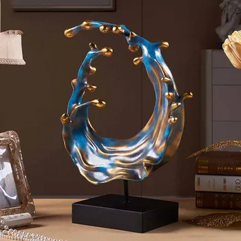 

Abstract Ocean Resin Crafts European Wine Cabinet Decoration Living Room Decorations Opening Gifts Wave Plates