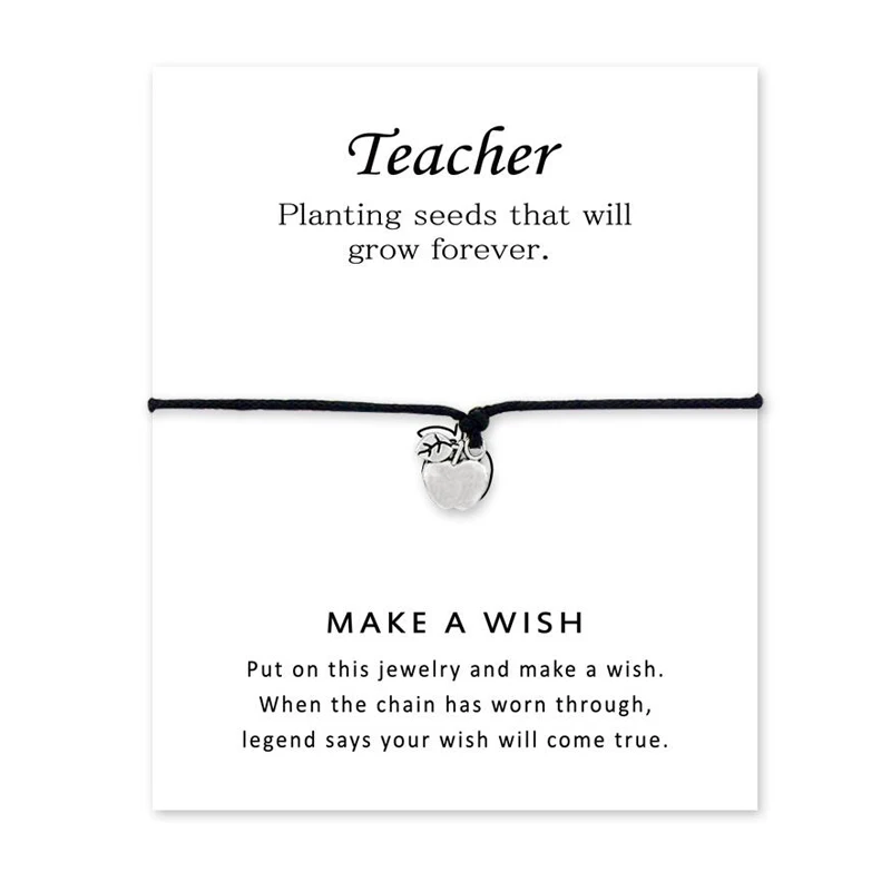 Серебряный браслет для учения Apple Teacher регулируемый дружбы женщин и мужчин