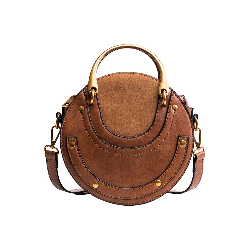 Fashion Women Metal Ring Handbag INS Popular Circular Leather Female Shoulder Bag Rivet Holiday Lady Luxury PU Crossbody SS3502 (3)