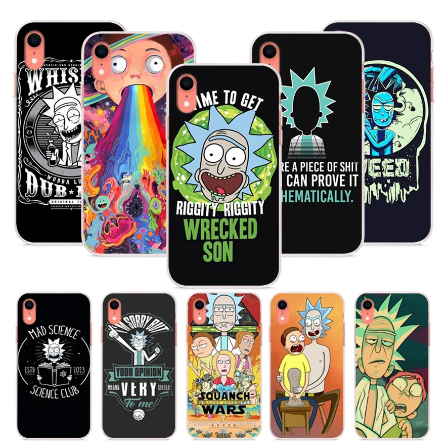 

OUTMIX Rick And Morty Funny Unique Covers case Coque For iPhone 8 8plus XS max XR XS 7 7plus 6 6s 6plus 5 5s SE Coque bumper