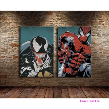 

Venom VS Spiderman 2 Pieces Canvas Painting Print Living Room Home Decor Modern Wall Art Oil Painting