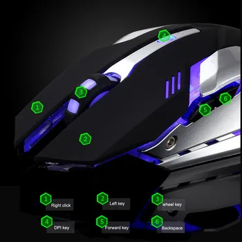

50# Wireless mouse Rechargeable T1 Wireless Silent LED Backlit USB Optical Ergonomic Gaming Mouse for Computer Mouse Gamer