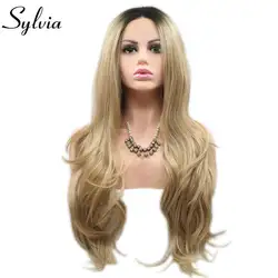 Sylvia термостойкие ombre светлые волосы Средства ухода за кожей волна синтетический Синтетические волосы на кружеве парик для Для женщин