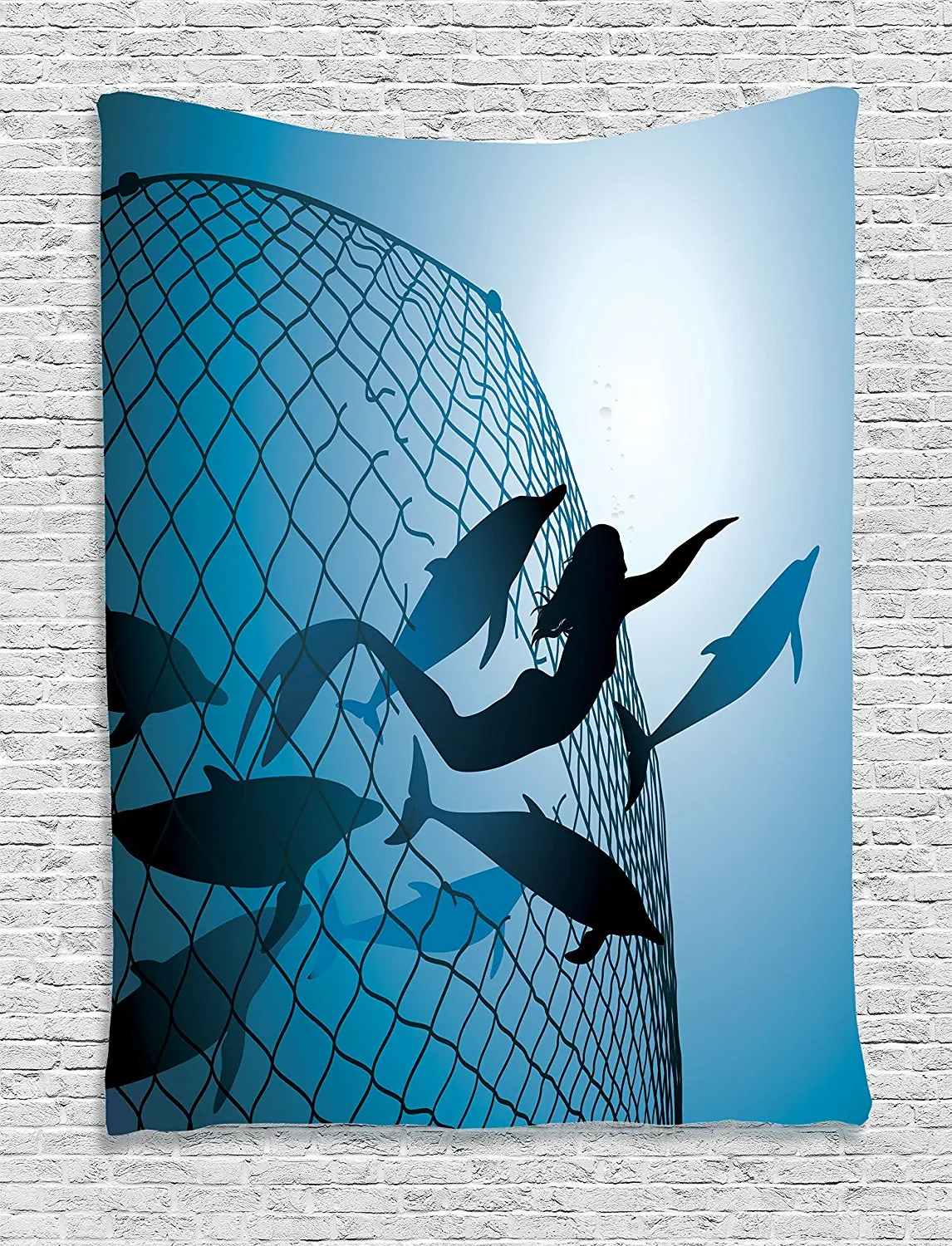 Mermaid Decor Tapestry Wall Hanging A Mermaid Rescues Flight Of