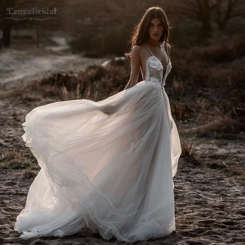 Сексуальные пляжные свадебные платья с глубоким v-образным вырезом Boho Dreamy Свадебные платья весна лето цыганские эффектные романтические