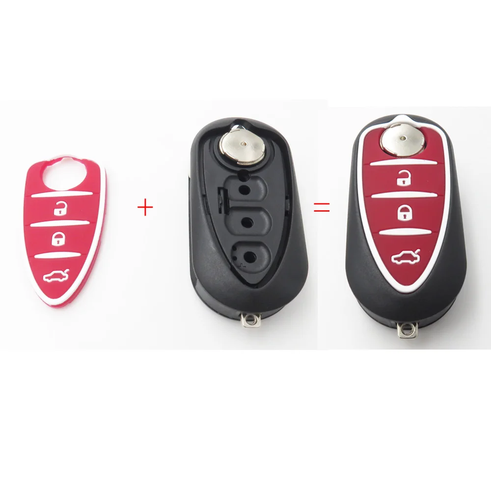Откидной дистанционный автомобильный брелок для Alfa Romeo Mito Giulietta 159 GTA замена 3 кнопки складной пустой ключ крышка 3 кнопки - Количество кнопок: with red pad