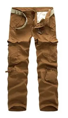 Мужская одежда, повседневные мужские брюки, комбинезоны с несколькими карманами, свободные, хлопковые, вареные, прямые, мужские, длинные штаны, размер 40 - Цвет: Naturals
