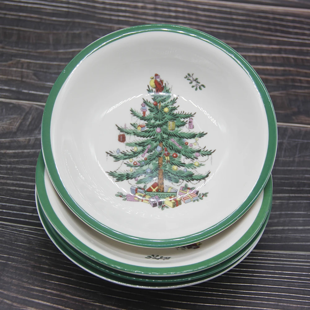 Set of 4 classical Ceramic Christmas Tree Bowl Tableware Dessert bowl