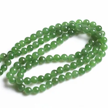 

Genuine high-grade jade and nephrite jade necklace 6mm spinach green jade preserve natural male and female style