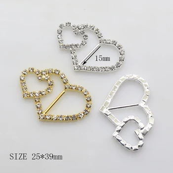

ZMASEY Metal Buckles 10pcs/Lot 25*39mm Heart Sewing Buckle DIY Diamond Handwork Supply Decoration Wedding Invitation Factory