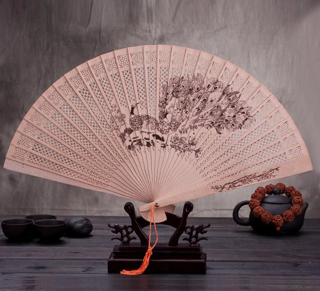Китайский традиционный полый вентилятор деревянный ручной работы изысканный складной свадебный подарок c523
