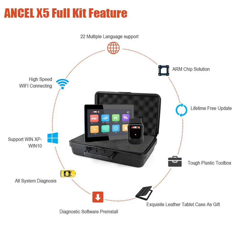 Ancel X5 Pro OBD инструменты для сканирования автомобиля полная система планшет диагностический инструмент с клавиатурой 22 языка OBD2 OBDII код ридер