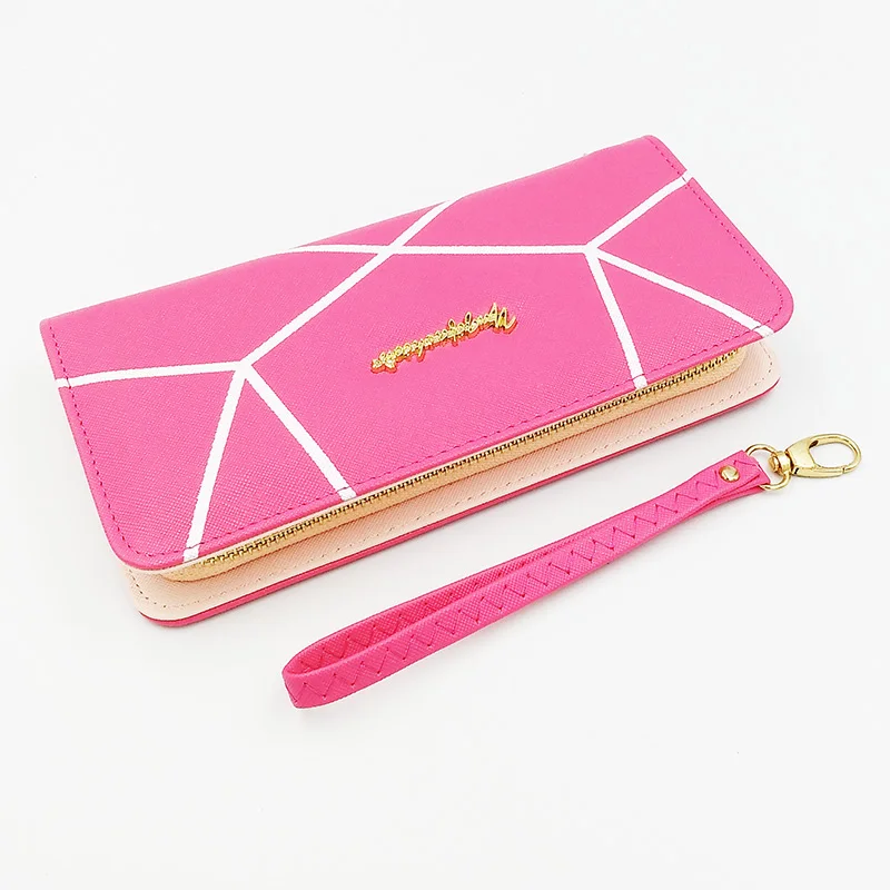 

New Geometric Pattern Long Wallet Ladies Fashion Large Capacity Zipper Female Purse Korean Clutch Women Credit Card Holder Bags