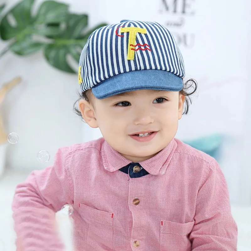 Summer Baby Hat Newborn Girls Boys Hat Letter Striped Baseball Cap
