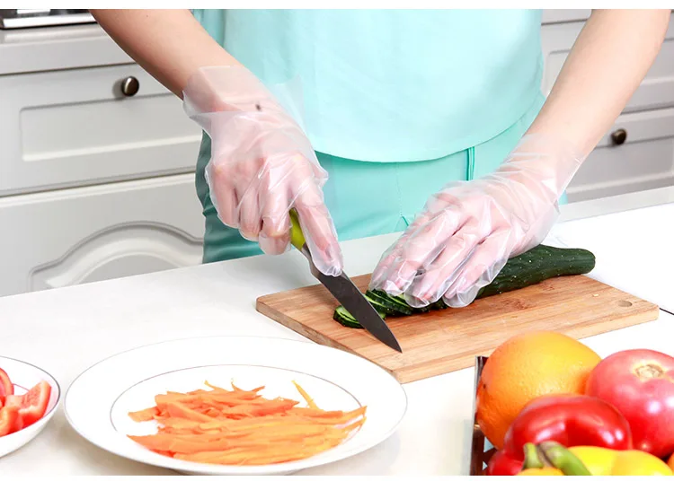 100pcslot Disposable Gloves Thick Food Grade TPE Plastic Protective Gloves for Home Family kitchen Catering industry Working (9)