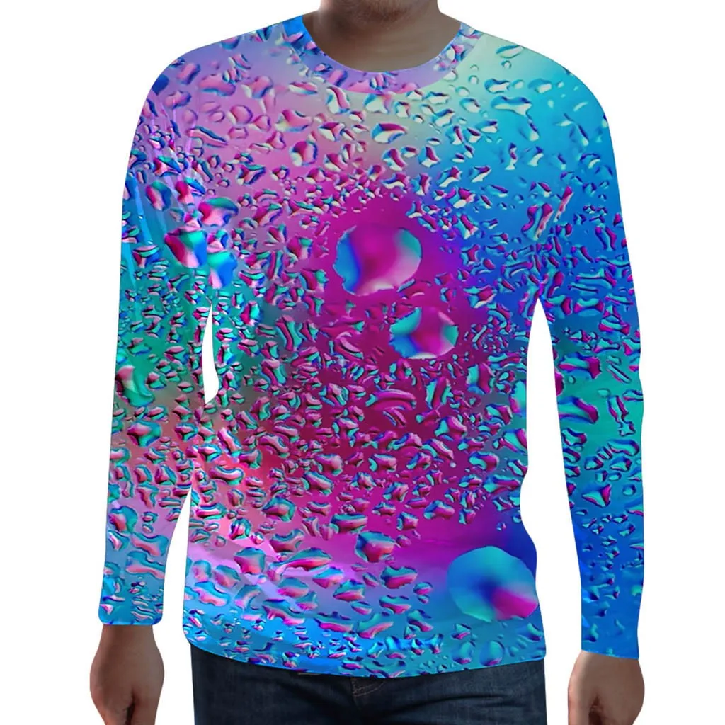 

3d T Shirt Water Drop Mobile Blue Print Long Sleeves Men t shirt Harajuku Summer Cool Men tshirt Tops Plus Size men clothes