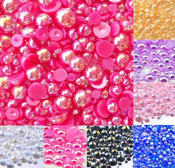 

mitation Pearls Accessories Fuschia AB Size from 2-10mm Craft ABS Resin Flatback Half Round Pearl Flatback Scrapbook Jewelry