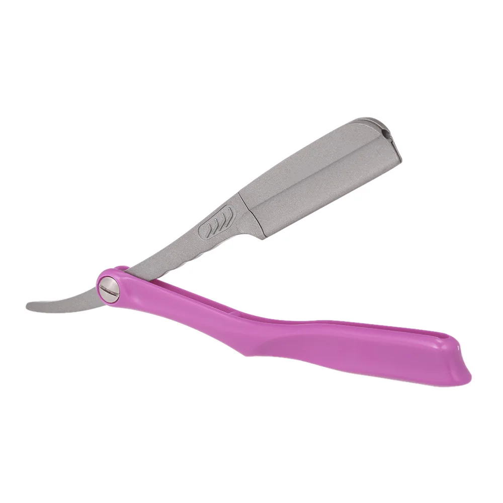 Бритва с прямым краем, складная бритва, Парикмахерская Бритва для волос, бровей, бороды, бритвенный инструмент - Цвет: Purple