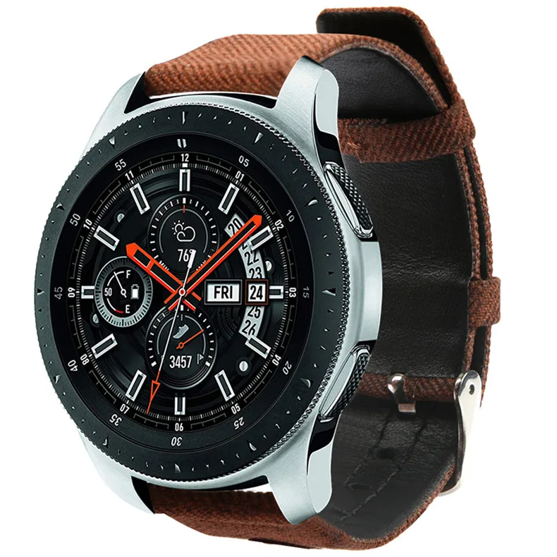 Спортивный нейлоновый+ кожаный ремешок для samsung Galaxy Watch 46 мм/gear s3, ремешок для часов, повседневный джинсовый холст, сменный Браслет 22 мм