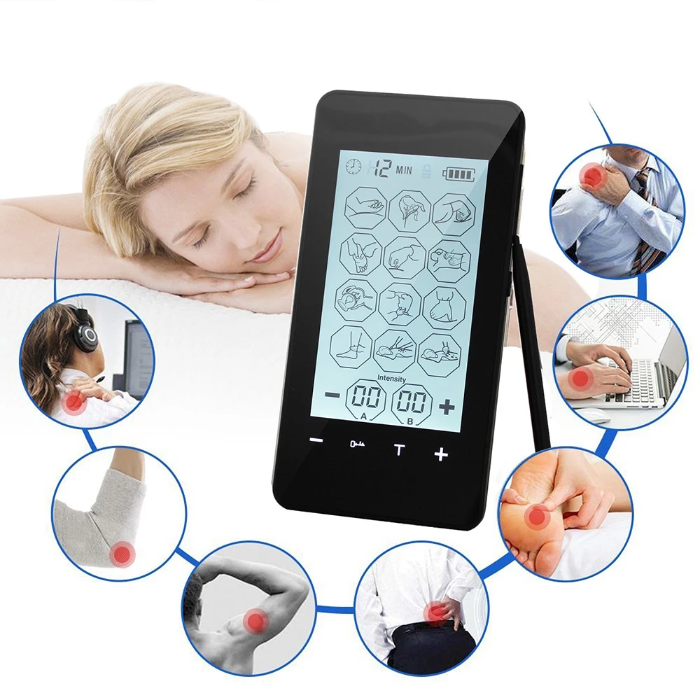 Rechargeable Body Massager 12-Mode Touch Screen Backlight Massage Instrument TENS Physiotherapy anti-stress Pain Relieve Machine