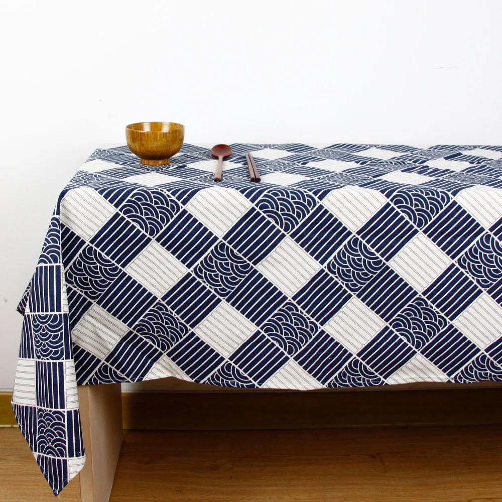 

Vintage Japan print High Quality Tablecloth for Dinner Linen Cloth Bohemia Style Decorative Cotton Linen Table Cloth