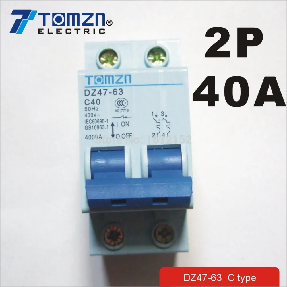 Американская классификация проводов 2р 40A 400 V~ 50 Гц/60 Гц автоматический выключатель AC mcb предохранитель безопасности типа C