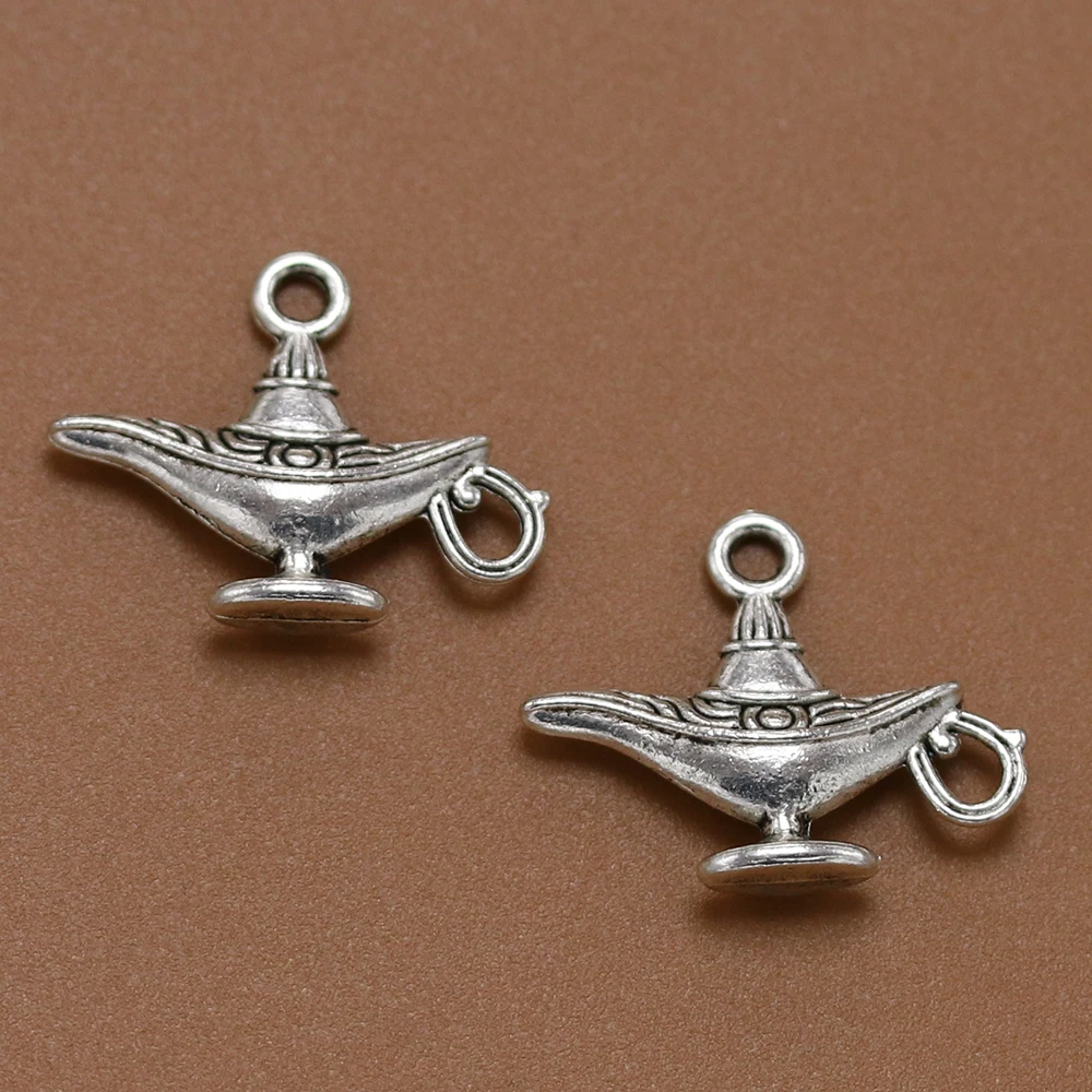 50PCS 22*18MM Antique Silver Color Plated Zinc Alloy Aladdin lamp for Fashion Jewelry Making Findings Accessories