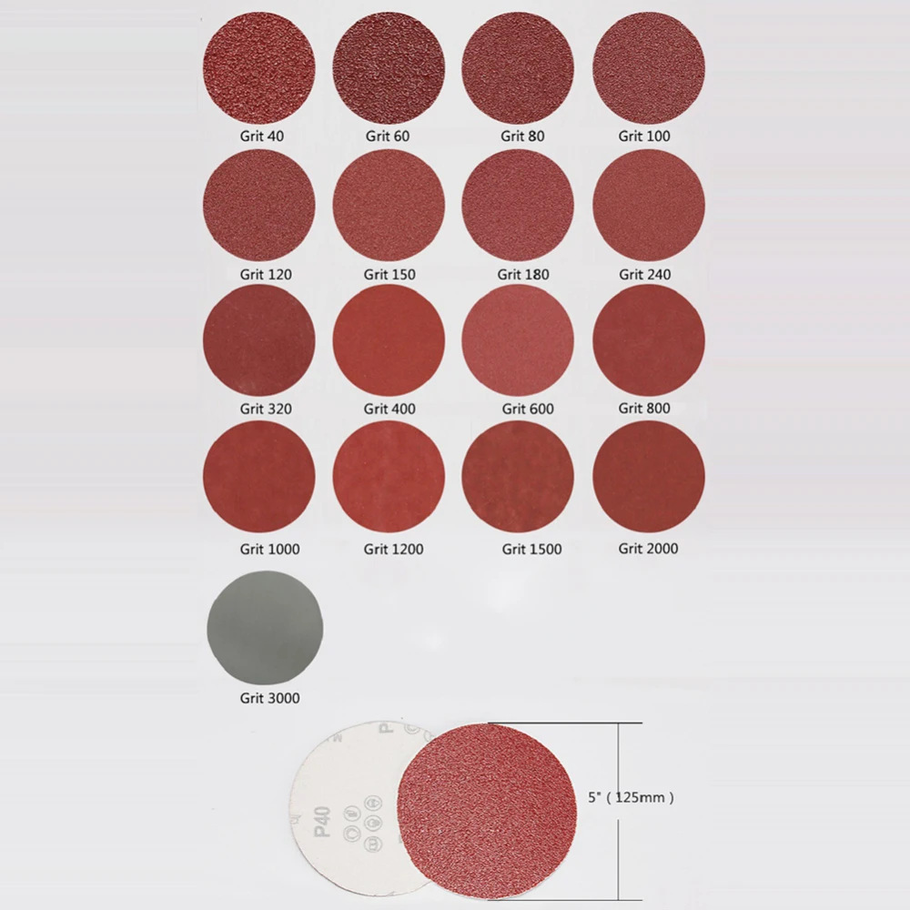 Высокое качество 30 шт. 5 дюймов 125 мм круглый шлифовальный диск песочные листы Грит 320-1500 крюк и петля шлифовальный диск для наждачная бумага