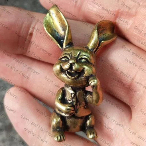 

China's archaize pure brass rabbit small statue pendant