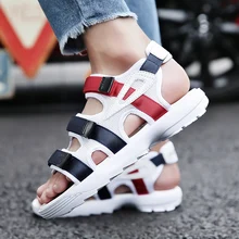 Пляжные сандалии для пары; женская обувь; цветные мужские сандалии; Мужская обувь в римском стиле; Летние вьетнамки; дышащие сандалии на плоской подошве; большие размеры