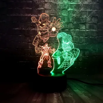 

Hot Movie Avenger Hero 3D Iron Spider Man Thanos LED 7 Color USB Charge Battery Power Decor Desk Night Mood Light Birthday lamp
