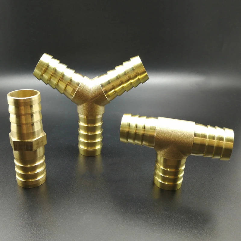 19mm Hose Barb Two Way Tee Y Type Three Way Brass Barbed Tube Pipe