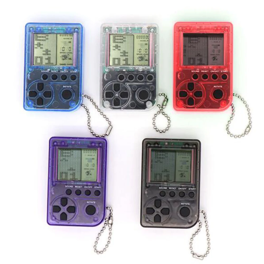 

Tetris Mini Kids video Game console 26 Kinds Retro Games Twisted egg mini Keychain Handheld toy Player