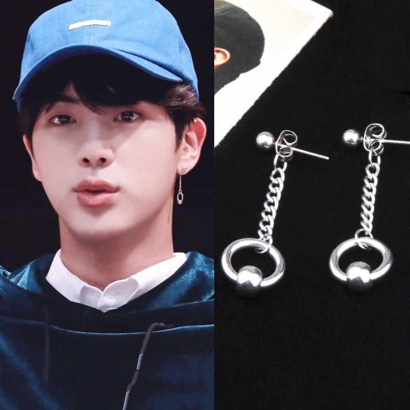 Jin BTS Earrings Fashion Jewelry Korean Bangtan Boys Album DNA Stud