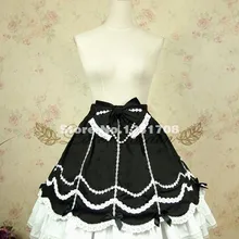 Черно-белая хлопковая юбка лолита с бантом на заказ