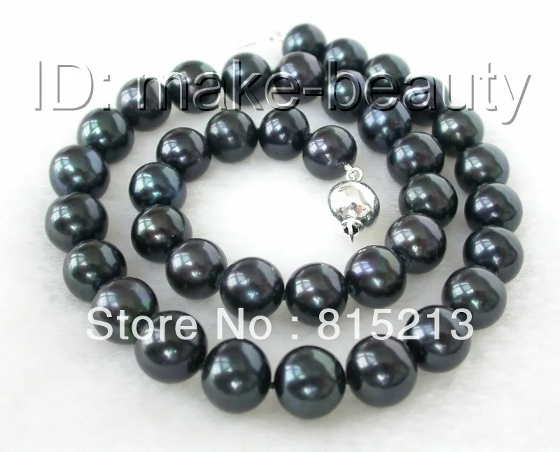 

FREE SHIPPING>>> HOT507 stunning wow big 12mm round black freshwater cultured pearl necklace