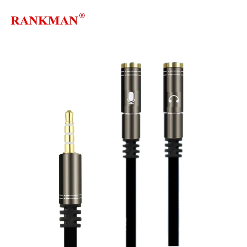 

Rankman 3.5 Jack Male to 2 Female with Mic 3.5mm Audio Extension AUX Cable Y Splitter Line for Speaker Phone Car Earphone MP3