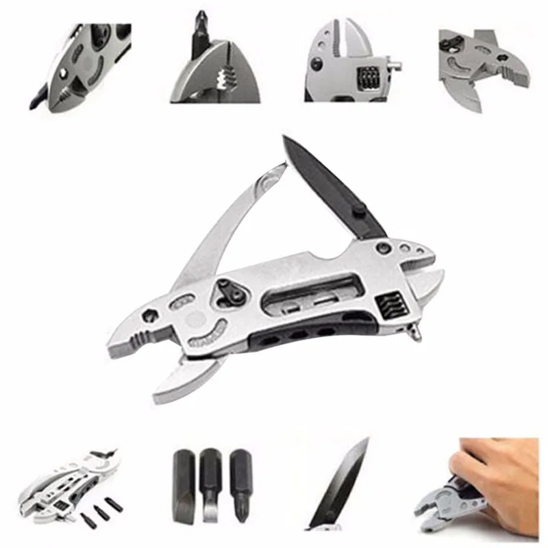 

multi utility tool fold adjustable multifunction multipurpose jaw screwdriver knife plier spanner wrench hunt edc gear