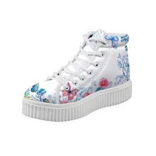Noisydesigns/Женская обувь на плоской платформе с принтом бабочки высокие холщовые криперы женские ботильоны увеличивающие рост туфли без каблуков