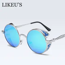 LIKEU'S Мода поляризованных солнцезащитных очков Готический покрытие под старину Зеркальные Круглый Круг Солнцезащитные очки Ретро UV400 Винтаж очки