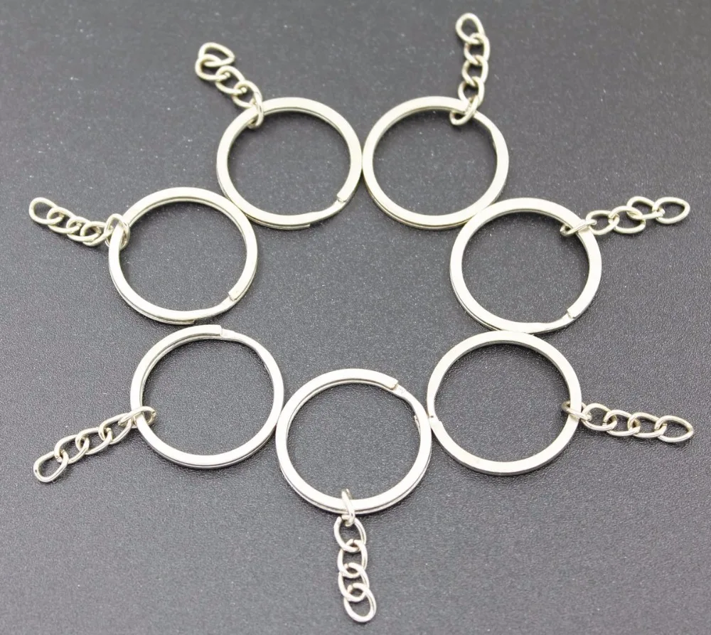 

100 PCS Nonrust Iron Key Chain Holder 25MM Flat Circle Crafts DIY Wholesale