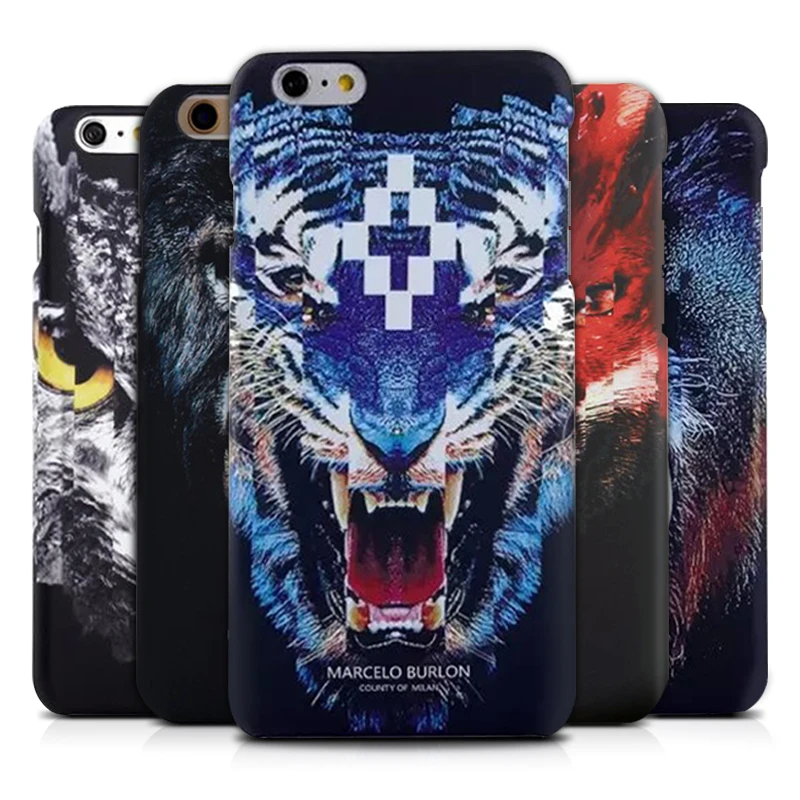 

Retail Box Animal Cases for iPhone7 iPhone8 Marcelo Burlon Cover Tiger Fox PC Case For iPhone 6 6S 7 Plus Marcelo Case Back Case
