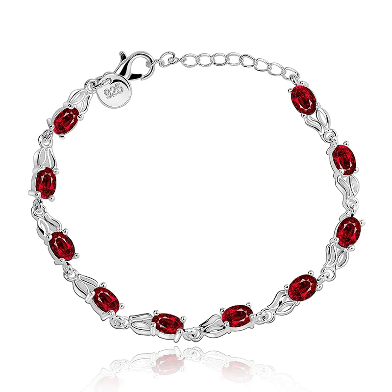 Fashion Bracelets Women Red Crystal Prong Setting Bracelets For Women